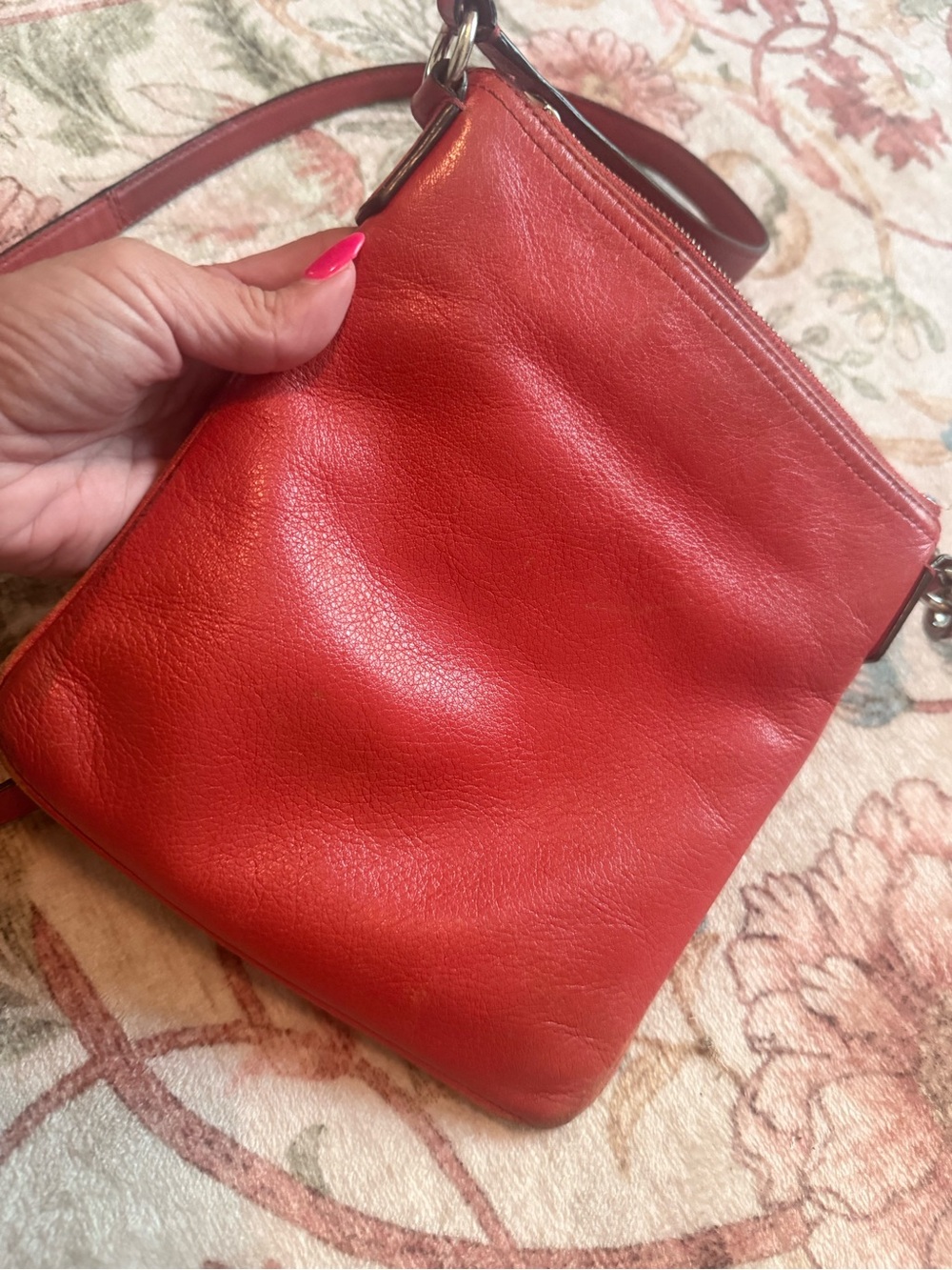 Coach Red Leather Crossbody Bag with Front Zip Pocket - Picture 6 of 11